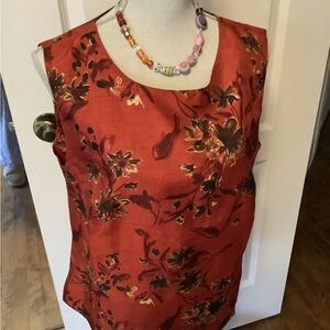 Floral Sleeveless Top - rusty colour